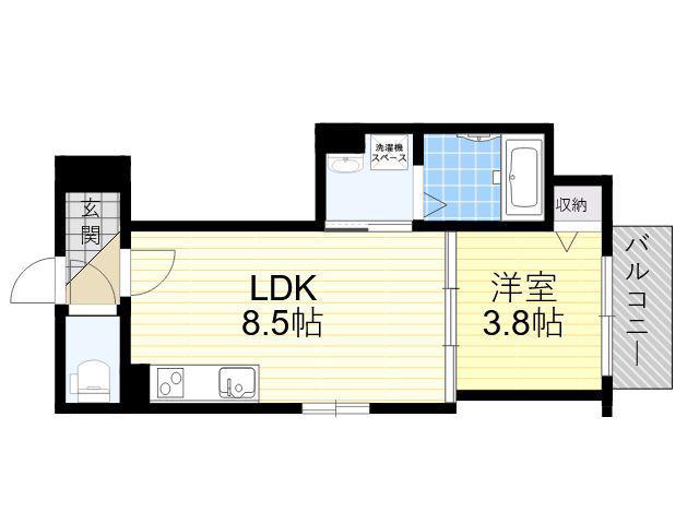 アパート鶏冠木(1LDK/1階)の間取り写真