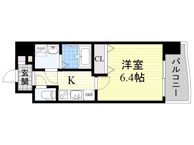 LUXE田辺(1K/5階)の間取り写真