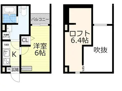 メゾンドボア加美(1K/1階)の間取り写真