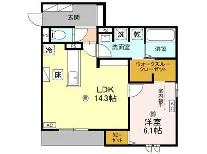 スペチアーレ平野西(1LDK/2階)の間取り写真