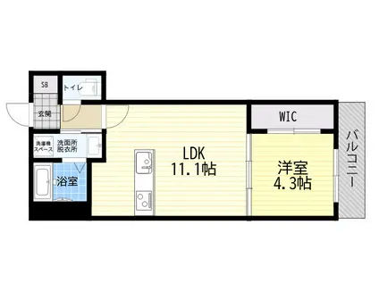 レジデンスコート北田辺(1LDK/2階)の間取り写真