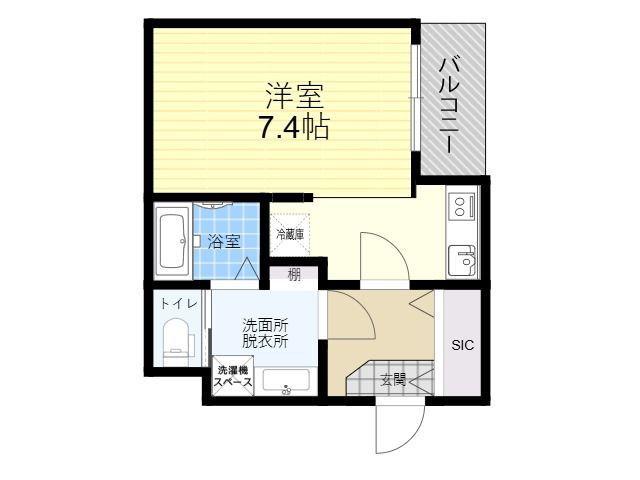 ハーモニーテラス北田辺(ワンルーム/3階)の間取り写真