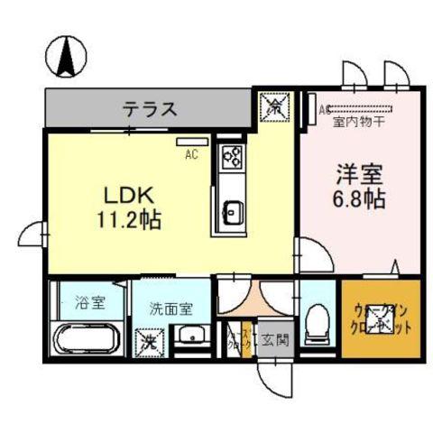 D-ROOM今川 C棟(1LDK/1階)の間取り写真