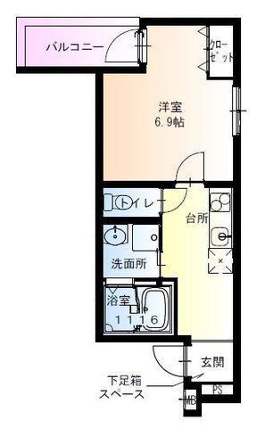 フジパレス今川駅東Ⅲ番館(1K/3階)の間取り写真