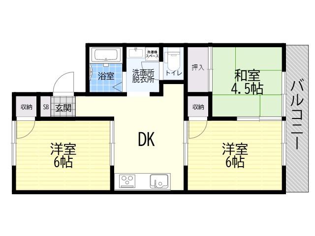 メゾン大久保B棟(3DK/2階)の間取り写真