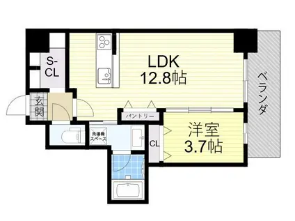 ブループラス針中野(1LDK/7階)の間取り写真