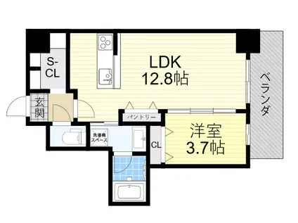 ブループラス針中野(1LDK/8階)の間取り写真