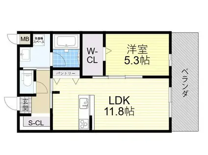 ブループラス針中野(1LDK/2階)の間取り写真
