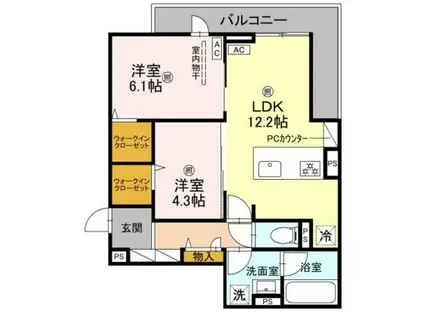 クレスト平野南(2LDK/3階)の間取り写真