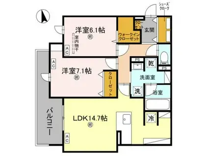 スペチアーレ杭全(2LDK/2階)の間取り写真