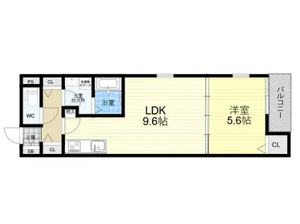 H AND P 平野(1LDK/2階)の間取り写真