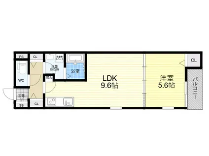 H AND P 平野(1LDK/2階)の間取り写真