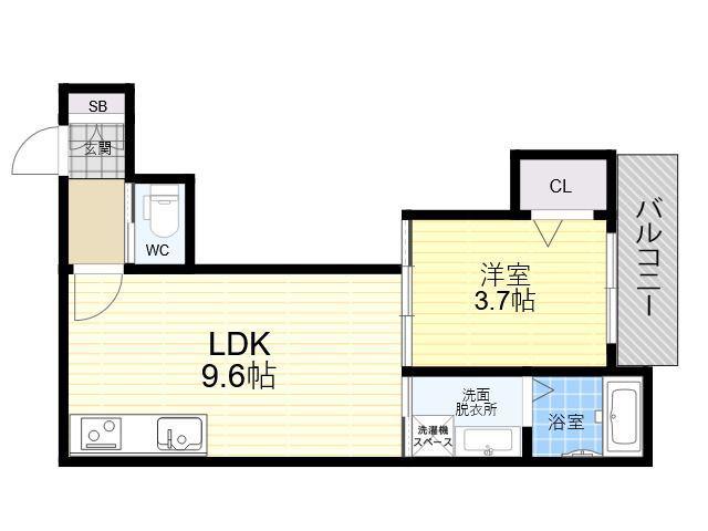 アーバンヴィラ平野(1LDK/1階)の間取り写真