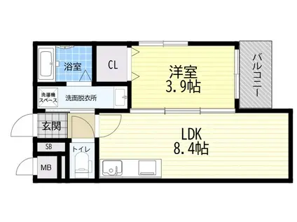 アーバンヴィラ平野(1LDK/3階)の間取り写真