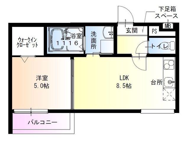 フジパレス駒川中野Ⅵ番館(1LDK/2階)の間取り写真