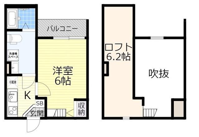 ヴァイスハイト平野(1K/2階)の間取り写真