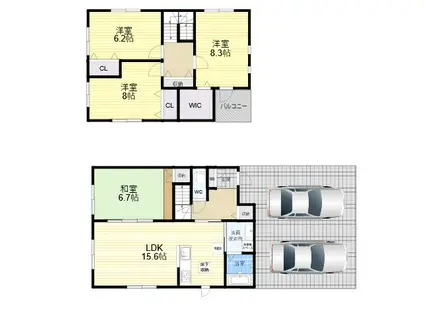 近鉄南大阪線 河内松原駅 徒歩14分 2階建 築10年(4LDK)の間取り写真