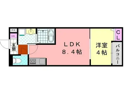 H-MAISON加美正覚寺13(1LDK/1階)の間取り写真