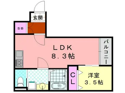 H-MAISON加美正覚寺13(1LDK/1階)の間取り写真
