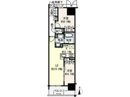 プレミスト針中野駅前(2LDK/9階)の間取り写真