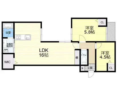 GLANZ平野(2LDK/2階)の間取り写真