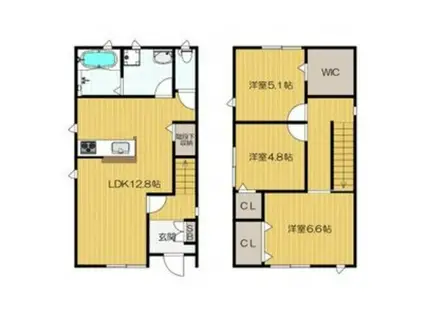 西今川2丁目戸建(3LDK/1階)の間取り写真