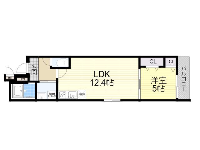 フジパレス今川公園Ⅴ番館(1LDK/2階)の間取り写真