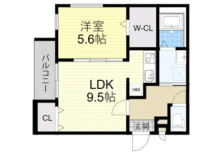 フジパレス今川公園東3番館(1LDK/3階)の間取り写真