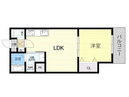 セレニティ長吉出戸(1LDK/3階)の間取り写真
