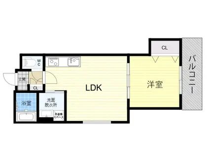 セレニティ長吉出戸(1LDK/2階)の間取り写真