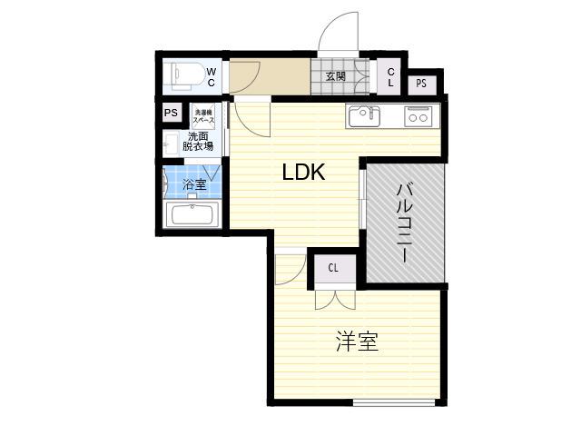 セレニティ長吉出戸(1LDK/3階)の間取り写真
