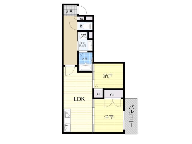 セレニティ長吉出戸(1SLDK/3階)の間取り写真