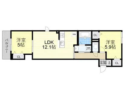 キルシュ元町(2LDK/3階)の間取り写真
