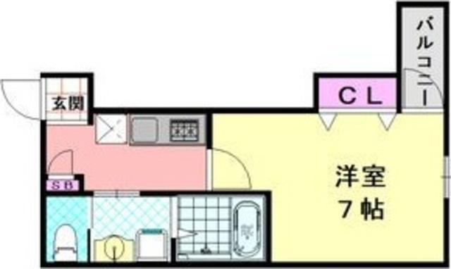 H-MAISON平野イースト Ⅱ(1K/2階)の間取り写真