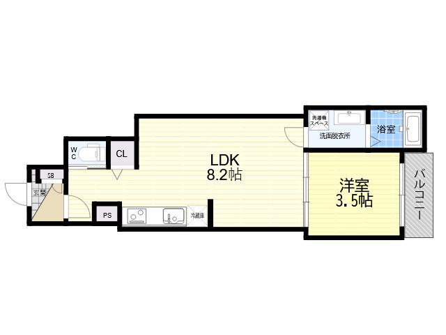 グランツ喜連(1LDK/1階)の間取り写真