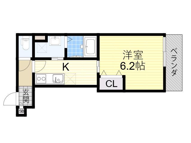 クレアール西今川(1K/1階)の間取り写真