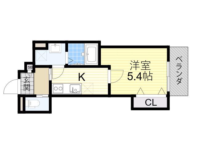 クレアール西今川(1K/1階)の間取り写真