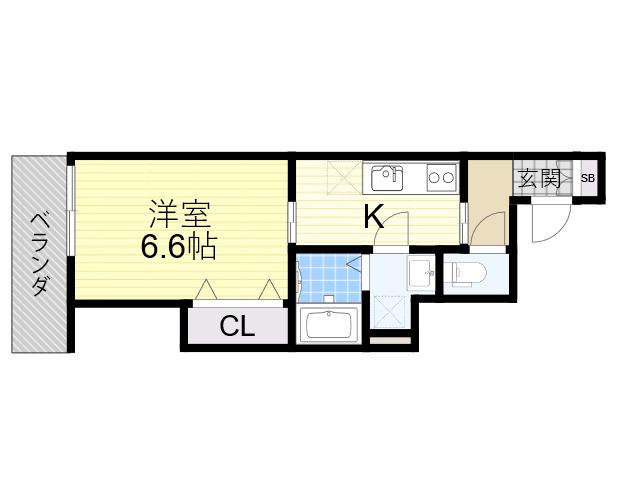 クレアール西今川(1K/3階)の間取り写真