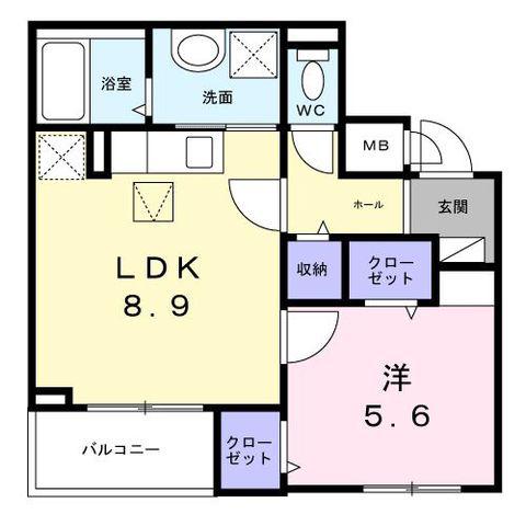 ハートウェル(1LDK/1階)の間取り写真