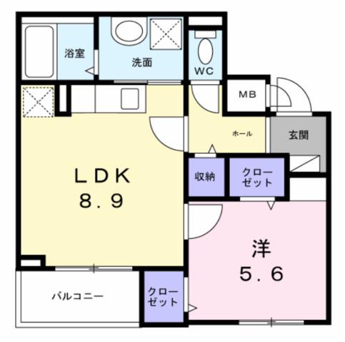 ハートウェル(1LDK/3階)の間取り写真
