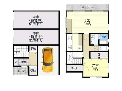 大阪市営谷町線 喜連瓜破駅 徒歩14分 2階建 築29年(1LDK)の間取り写真