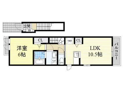 エレガント ハーモニー Ⅰ番館(1LDK/2階)の間取り写真