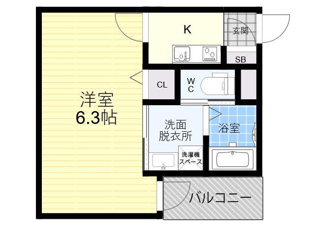 H-MAISON平野本町(1K/3階)の間取り写真