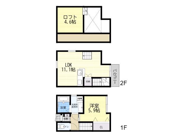 アンソレイユ山坂(1LDK)の間取り写真