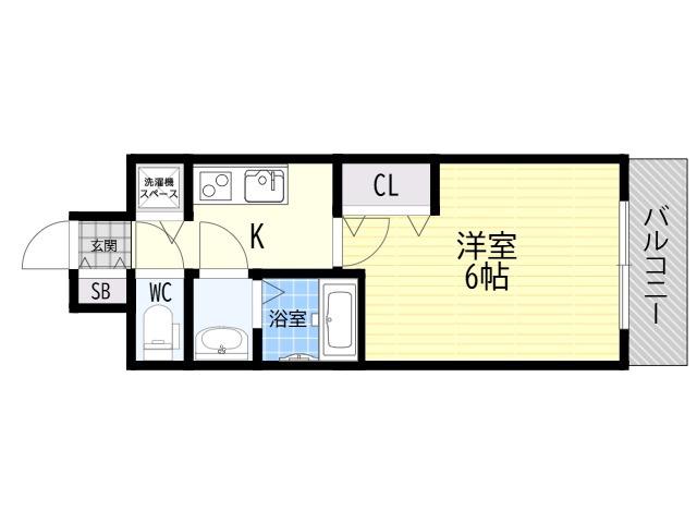 レジュールアッシュOSAKA新深江(1K/12階)の間取り写真
