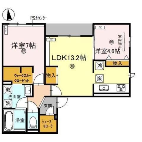 スペチアーレ今川(2LDK/1階)の間取り写真
