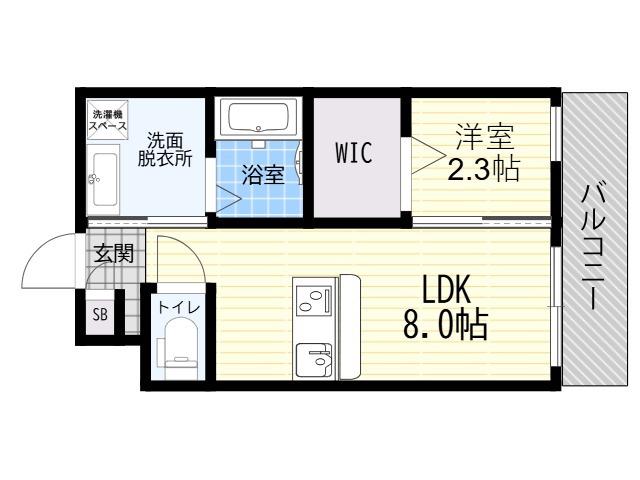 リアコート北田辺II(1LDK/2階)の間取り写真