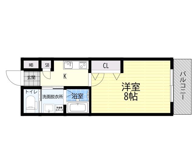 リアコート北田辺II(1K/2階)の間取り写真