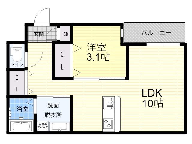 リアコート北田辺II(1LDK/3階)の間取り写真