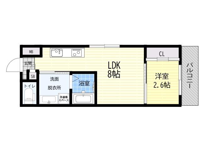 リアコート北田辺II(1LDK/3階)の間取り写真